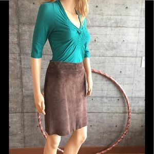 Express brown genuine leather pencil skirt. Xs.